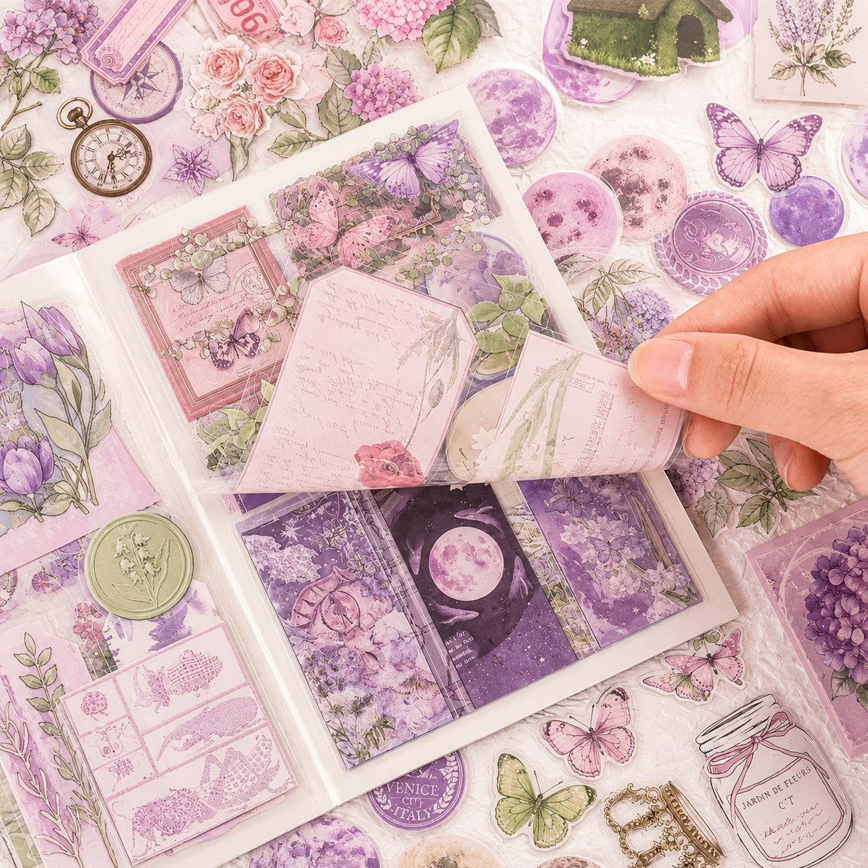 Butterfly Floral Pink Sticker Book 20 Sheets