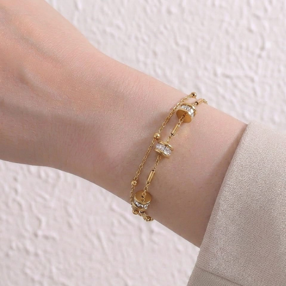 Korean Delicate Double Chain Stainless Bracelet