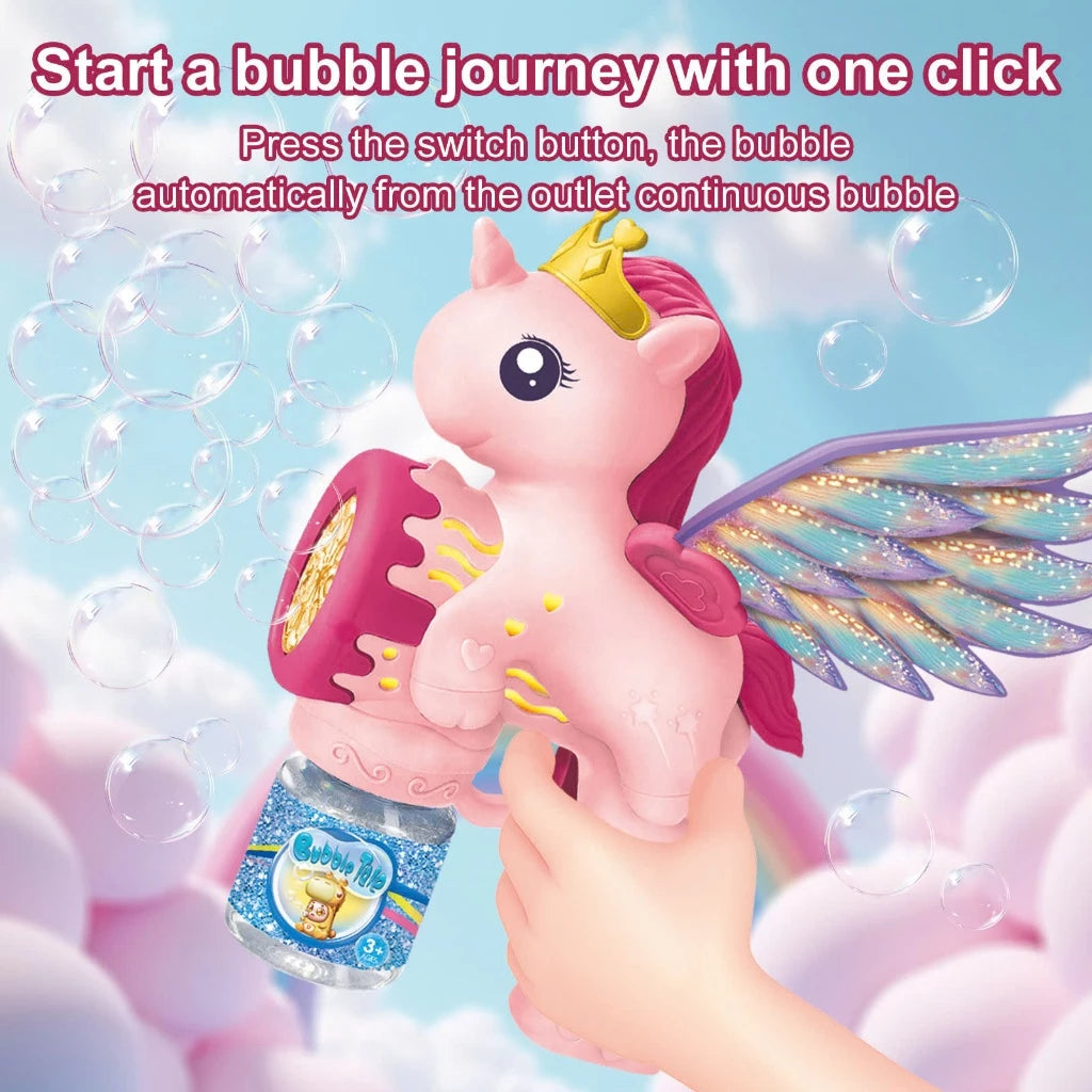 Unicorn Bubble Gun – Magical LED Wings Bubble Blower
