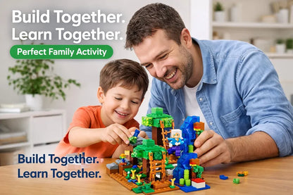 My World Minecraft Pixel-Style Building Block Set with LED Light (132+ Pieces)