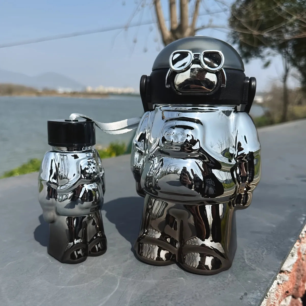 Holographic Twin  Robot Water Bottles