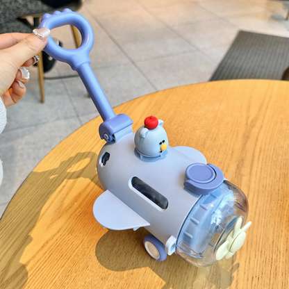 Cute Airplane Water Bottle with Pull-Rod & Wheels for Kids