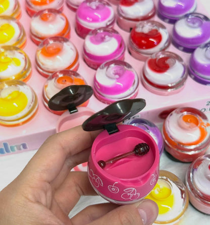 Mini Honey Pot Lip Balm – Cute Fruity Lip Care with Honey Dipper