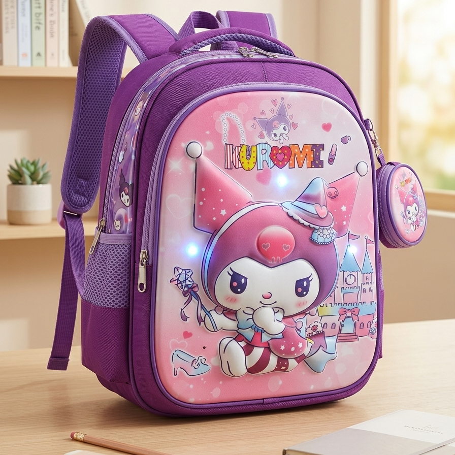 Kuromi 3 Pc School Bag With Lights
