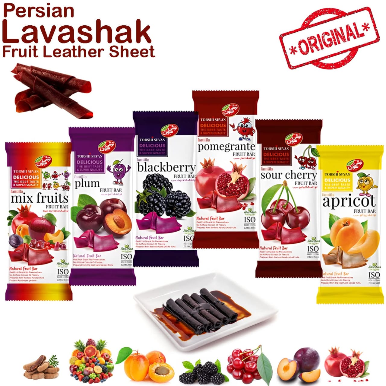 Lavashak Strips Set of 5 – Sour & Sweet Mix Flavours