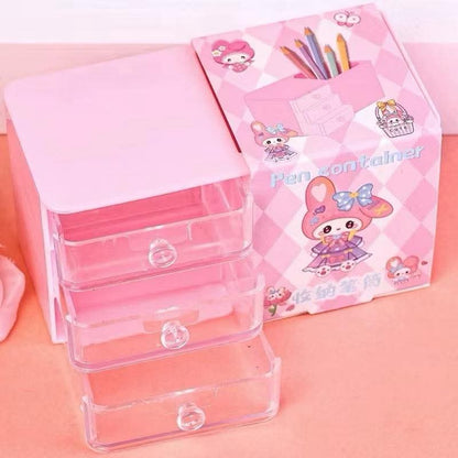Sanrio Cute Multi-Functional Pen Holder Organiser with Drawers