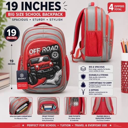 Off Road 3D School Backpack – 19 Inches