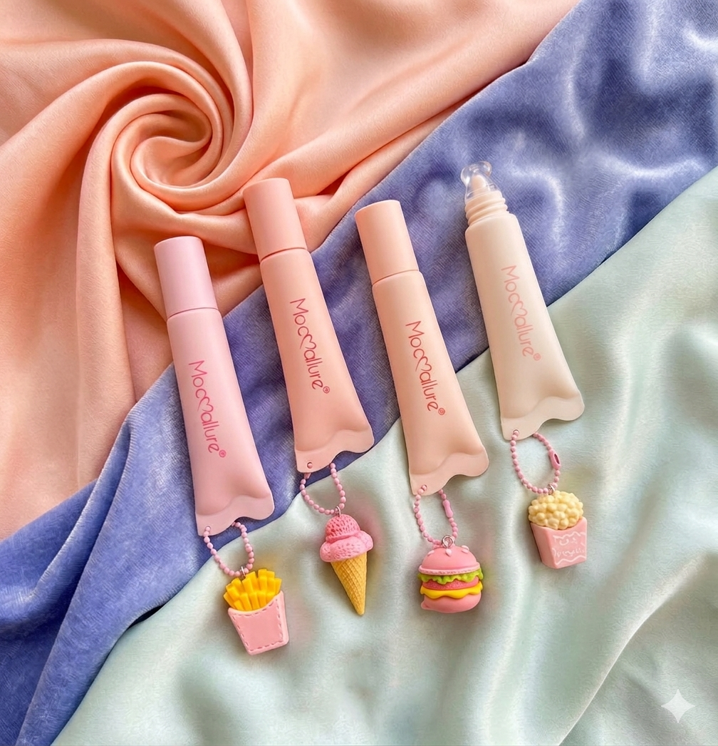 Mocallure Crystal Glaze Lip Gloss Tube With Kawaii 3D Charm