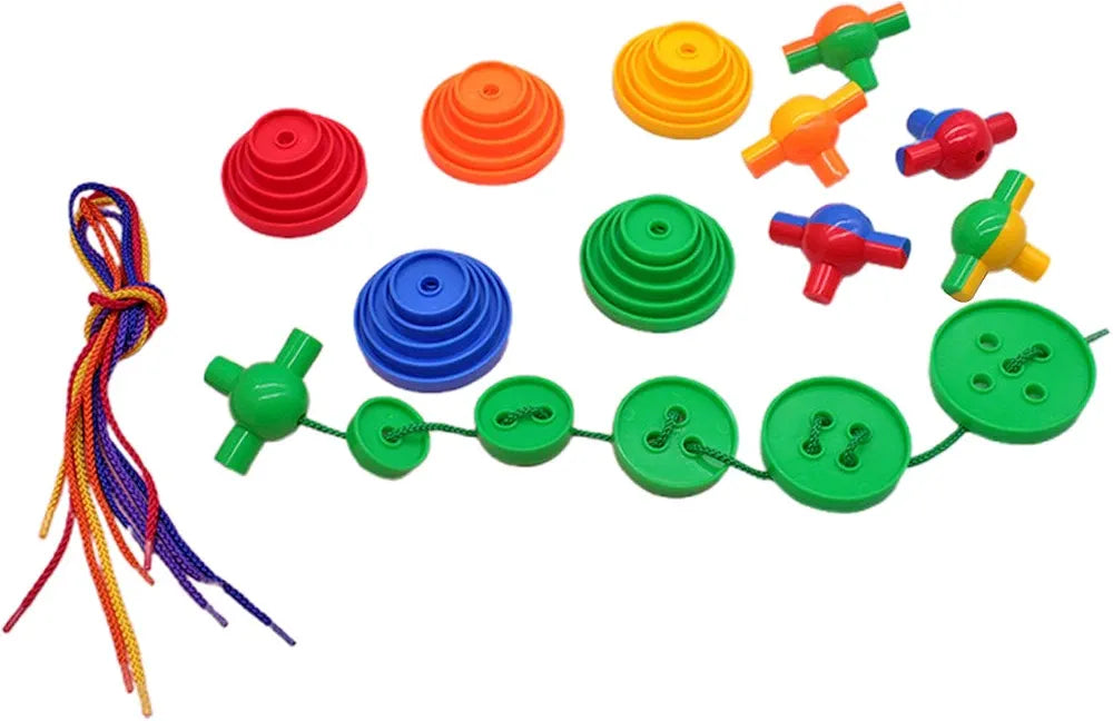 42-Piece Educational Button Lacing & Threading Toy