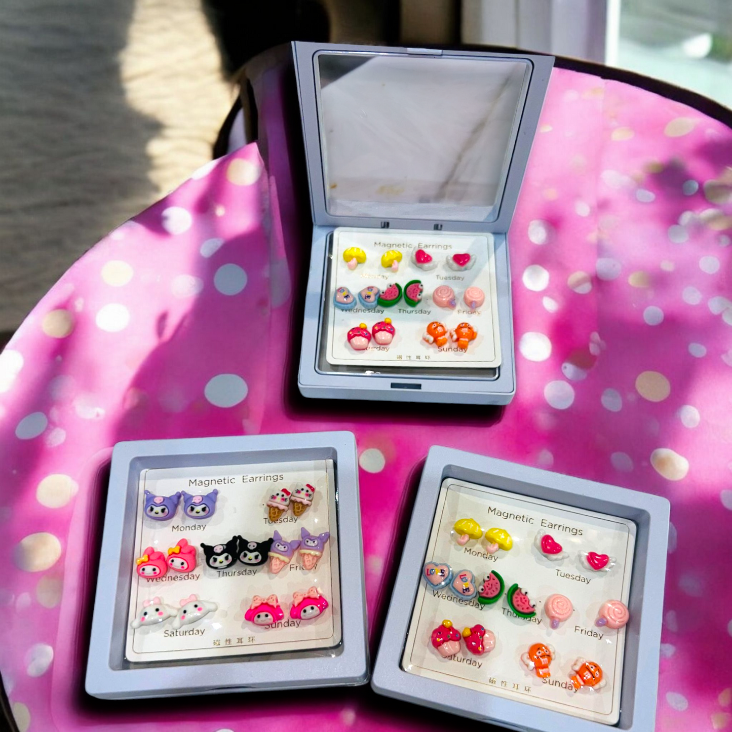 Sanrio & Fruits Theme Magnetic Earrings for Kids (Set Of Seven)