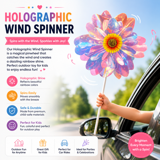 Holographic Wind Spinner – Colorful Outdoor Pinwheel for Kids