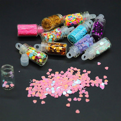 Mini Glitter and Sequins Set – Mini Bottles for Nail Art, Crafts, Resin & More