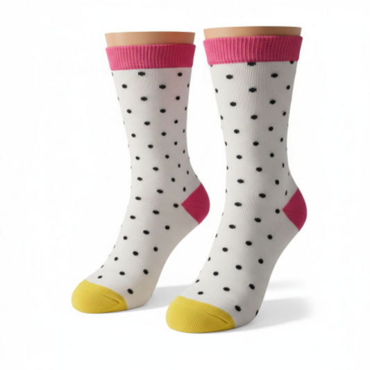 White & Black Polka Dots Socks for Girls