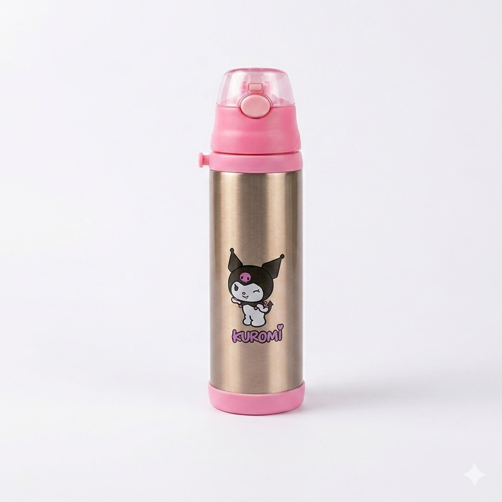 Premium Kuromi Edition Steel Water Bottle – 500ml