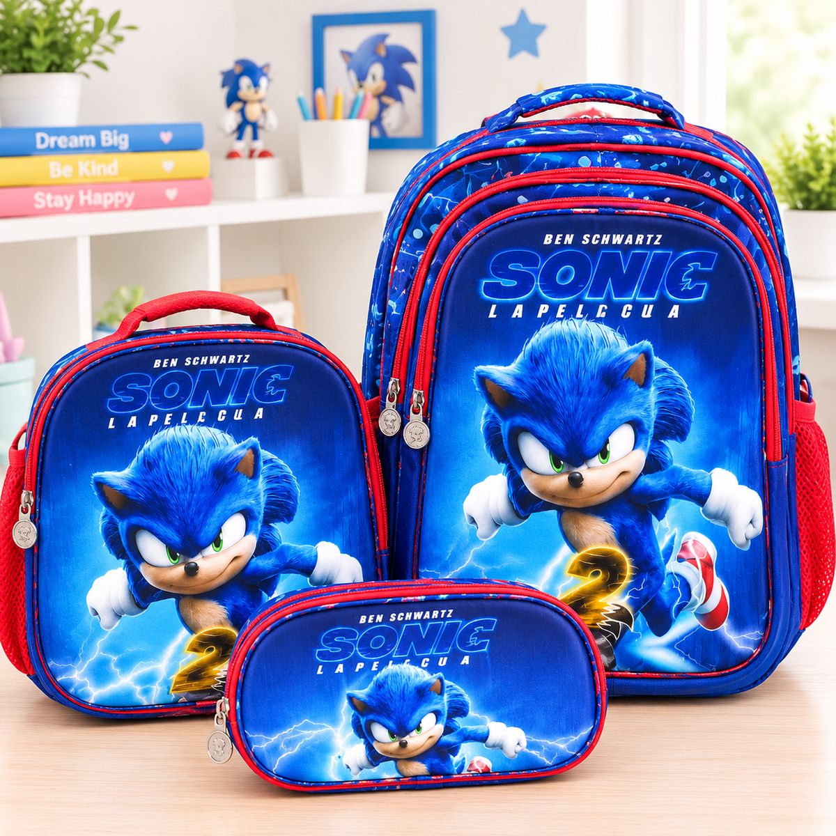 Sonic 3 Pc School Bag