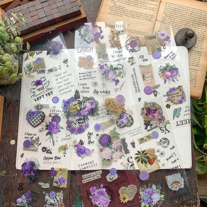 Purple Silk Journaling Sticker 6 Sheets | 80 Stickers