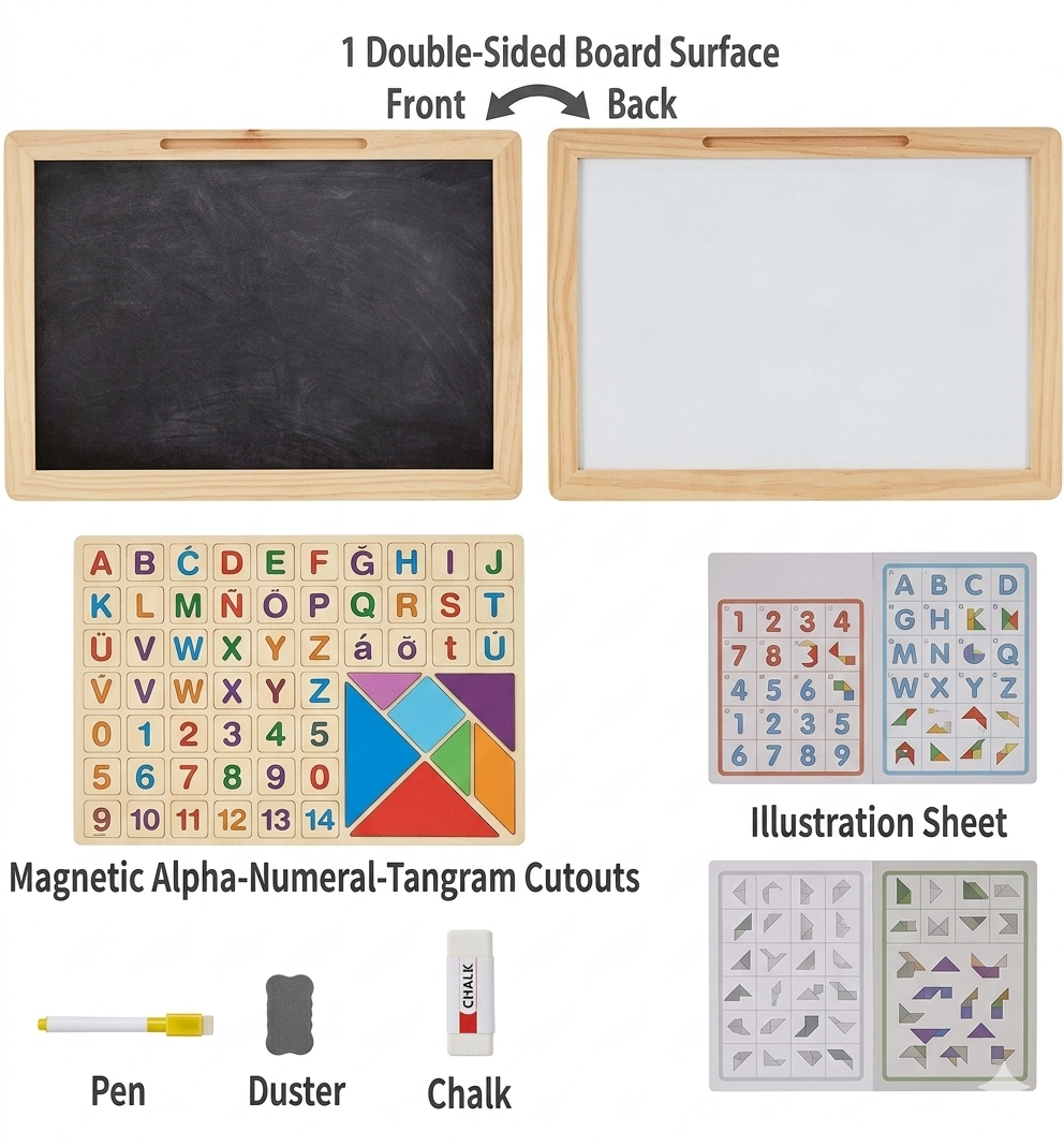 Double Sided White and Black Board With ABC Puzzle | Educational Toy