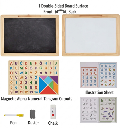 Double Sided White and Black Board With ABC Puzzle | Educational Toy