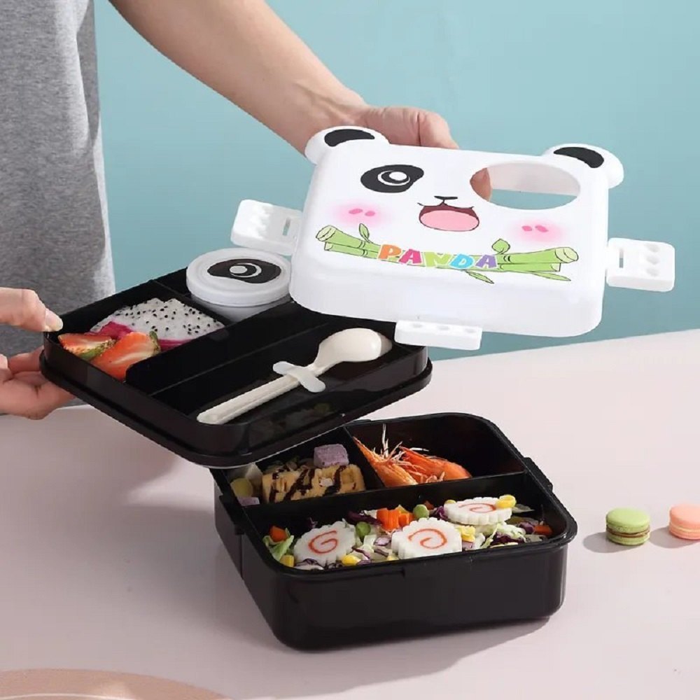 Cute Panda Double-Decker Lunch Box for Kids