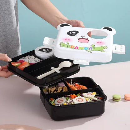 Cute Panda Double-Decker Lunch Box for Kids