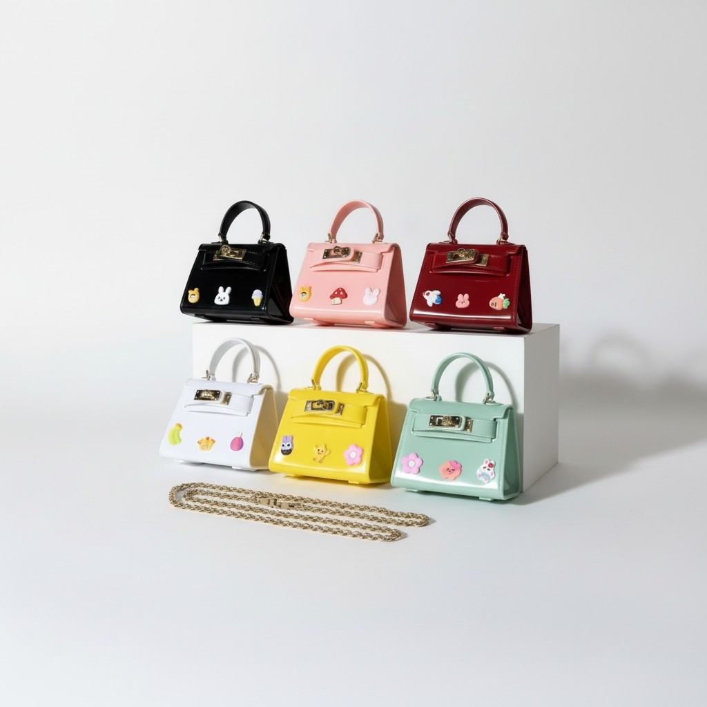Trendy Mini Jelly Style Bag for Girls – Cute Charm Handbag with Chain Strap