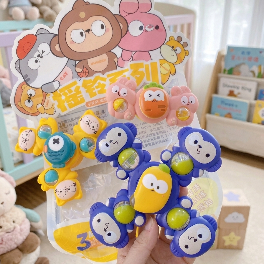 Baby Rattle Turntable Suction Spinner Rattle Set