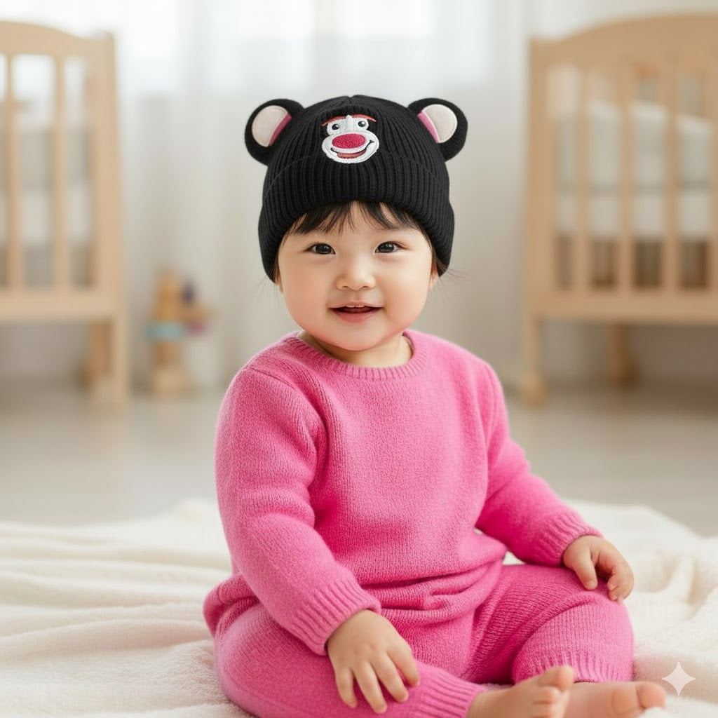 Lotso Cute Kids Warm Cap With Fur Inside