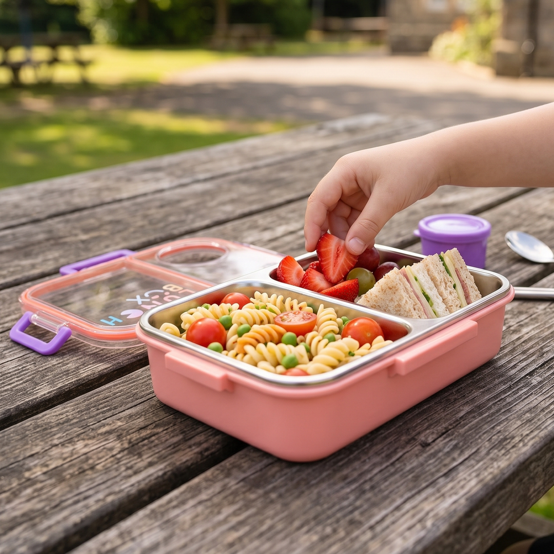 Stainless Steel Premium Quality Bento Lunch Box with Sauce Box(2 Particians)