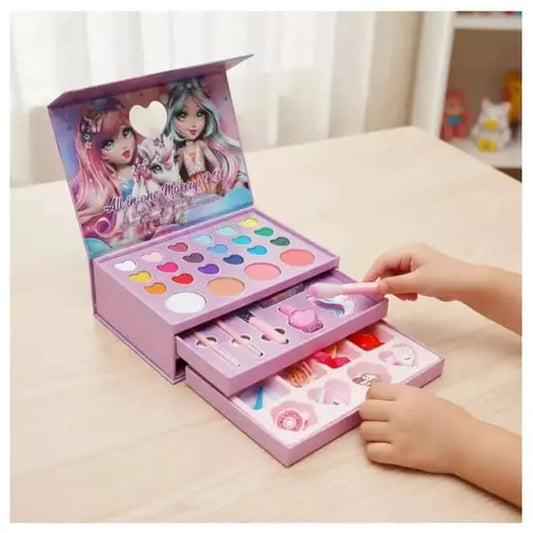 Adorable Doll 3 Layers Makeup & Jewellery Set For Kids