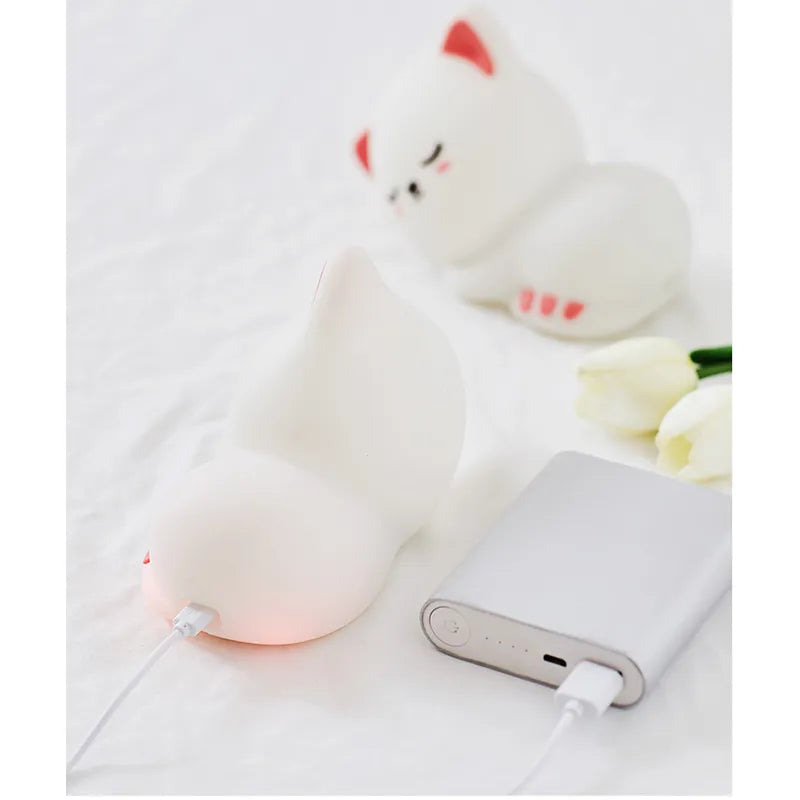 Chargeable Silicone Cat Color Changing Touch Lamp