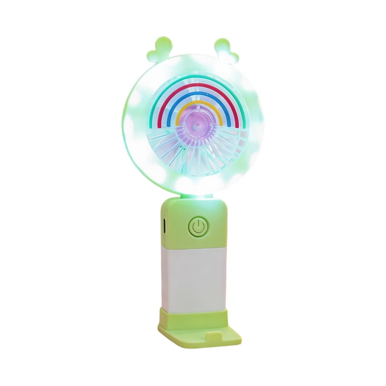 Cute Rechargeable Mini Fan with LED Ring Light