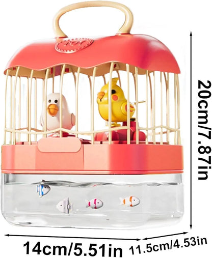 2-in-1 Musical Birdcage Chirping and Fish Aquarium