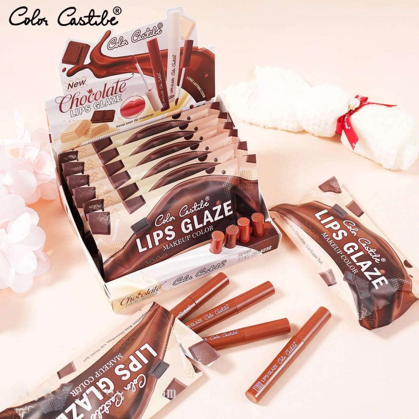 Magic Casa Chocolate-Scented Lip Glaze Set – 4-Piece Matte Collection