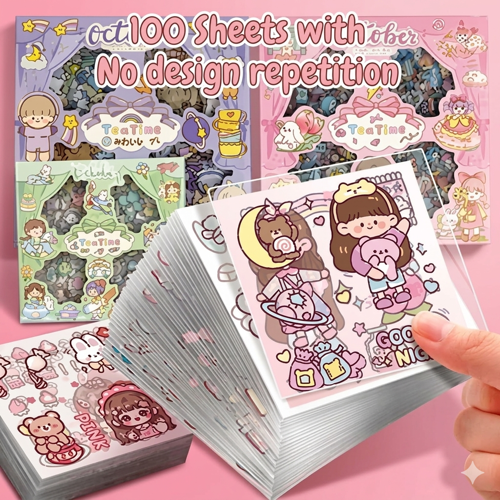 100 Sheets Kawaii Sticker Box