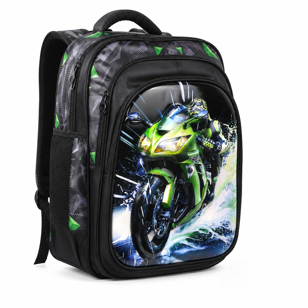 3D Hard-Shell Fiber Motorcycle School Bag 19 Inches