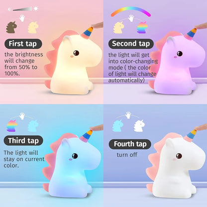 Chargeable Silicone Unicorn Night Lamp