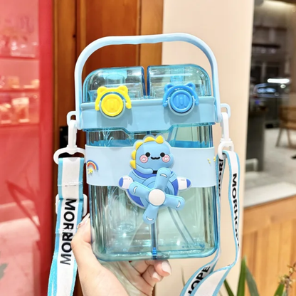 Adorable Dinosaur Cartoon Dual-Chamber Water Bottle (600ml)