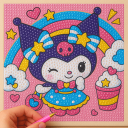 Sanrio|Stitch Diamond Painting Framed Wall Art – Crystal Cartoon Decor for Kids