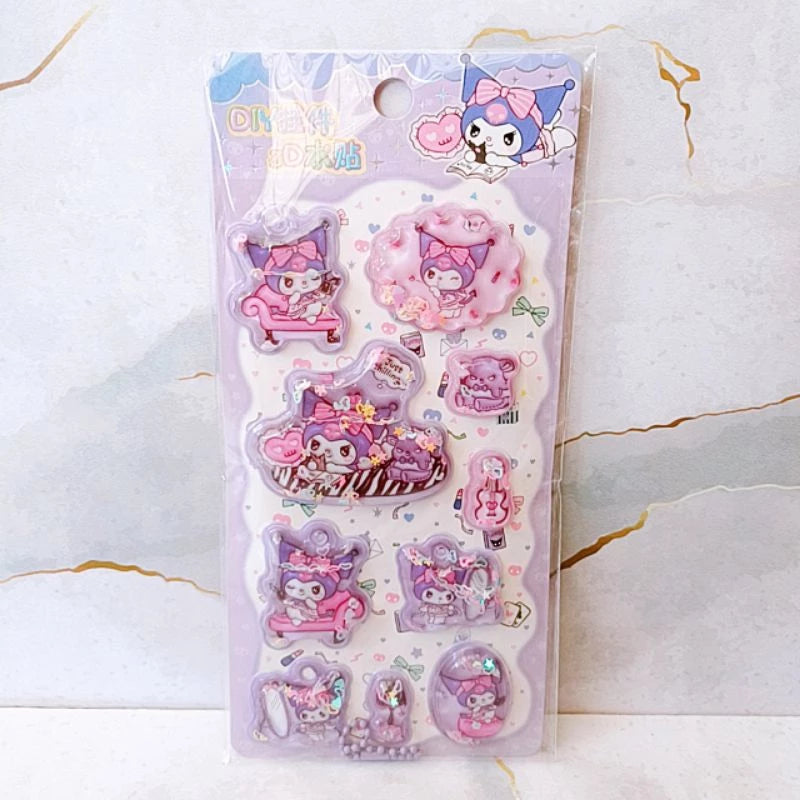 Sanrio Cartoon 3D Water Filled Stickers With Hangings