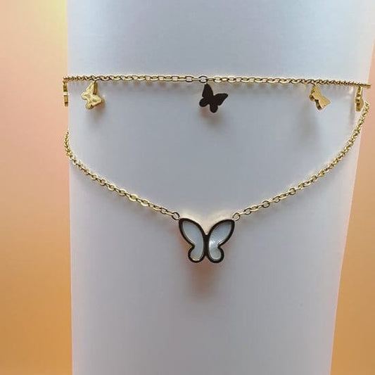 Double Layer Butterfly Stainless Steel Necklace
