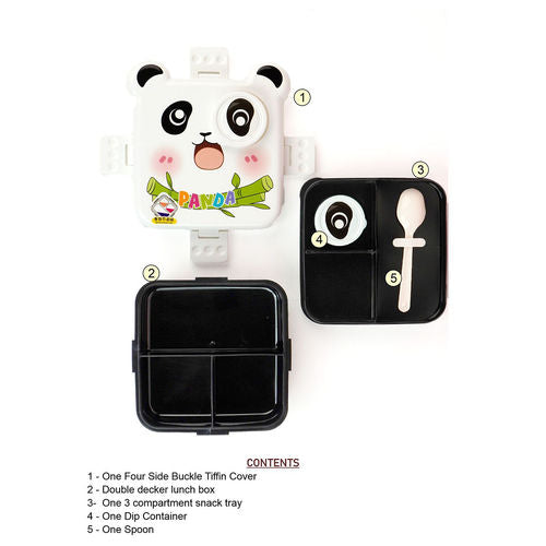 Cute Panda Double-Decker Lunch Box for Kids