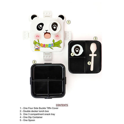 Cute Panda Double-Decker Lunch Box for Kids