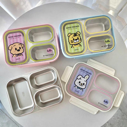 Good Friends Stainless Steel Kids Lunch Box with 3 Compartments