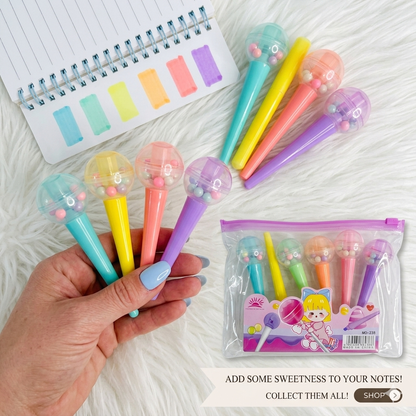 Sweet Lollipop Highlighter & Marker Set for Students