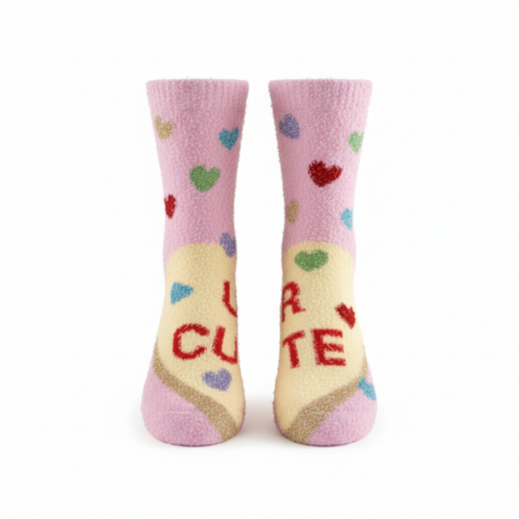 U R Cute Glittery Plush Velvet Socks