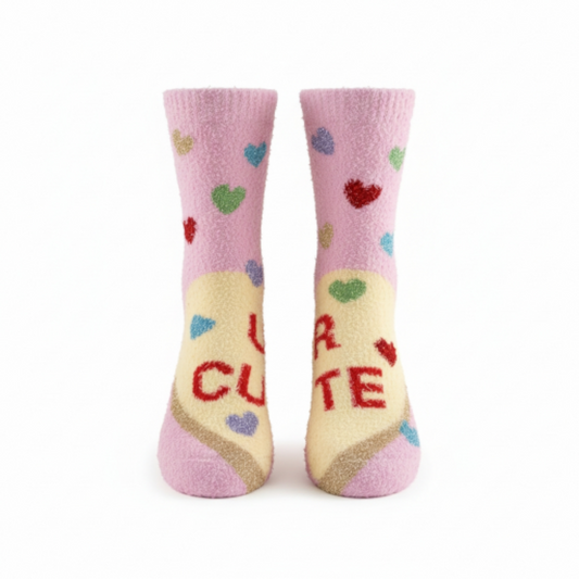 U R Cute Glittery Plush Velvet Socks