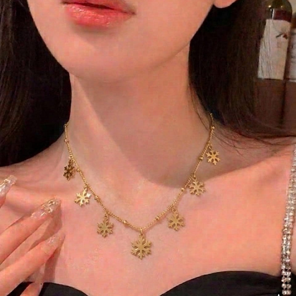 Korean Snowflakes Stainless Steel Necklace