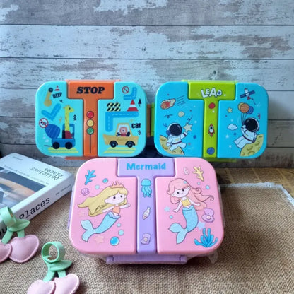Puzzle Kawaii Bento Lunchbox For Kids School | Mermaid Spaceship Car