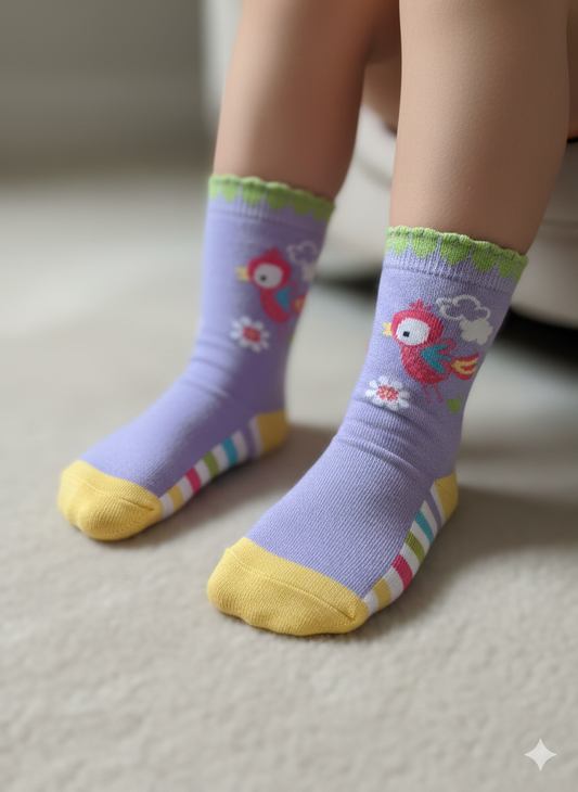 Rainbow Chirpy Bird Socks (3 to 5 Years)