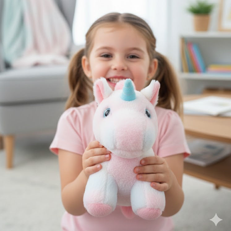 Unicorn Fur Stuff Toy with 3D Eyes | Soft Plush for Kids